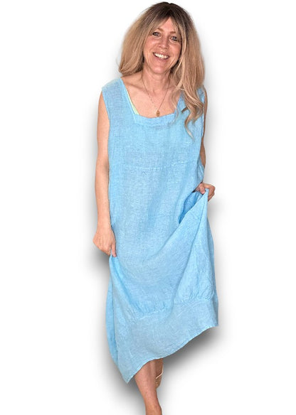 Light Turquoise Plain Maxi Tank Dress