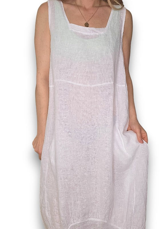 White Plain Maxi Tank Dress