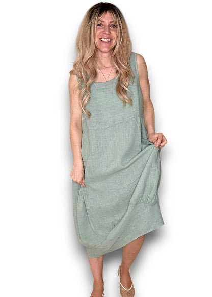 Light Sage Plain Maxi Tank Dress