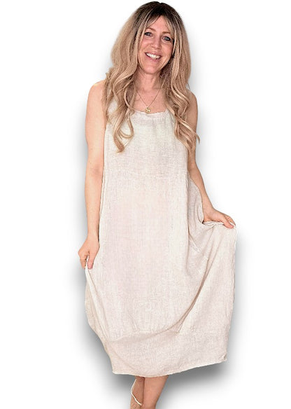 Beige Plain Maxi Tank Dress