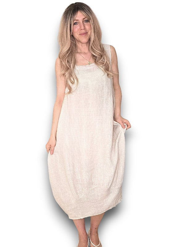 Beige Plain Maxi Tank Dress