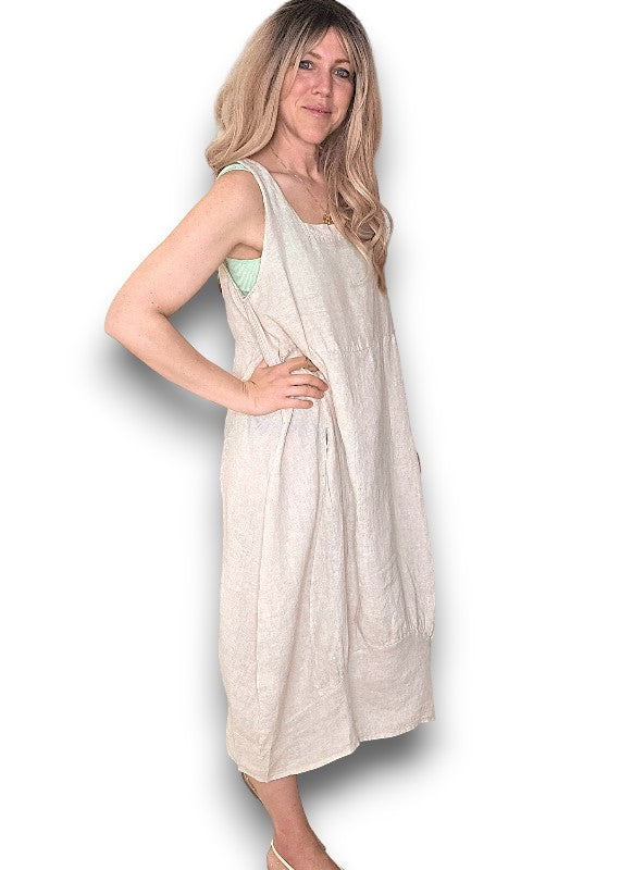 Beige Plain Maxi Tank Dress