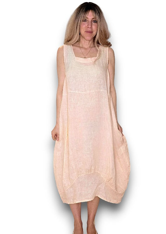 Peach Plain Maxi Tank Dress