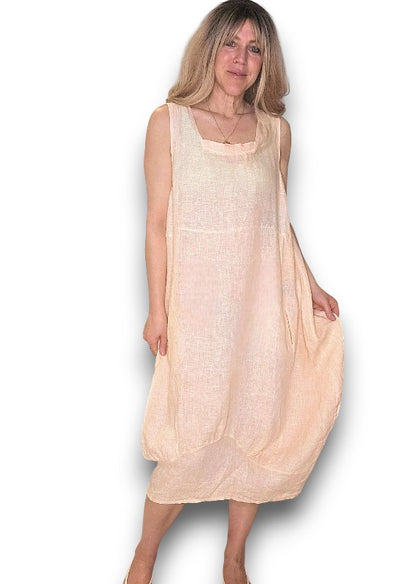Peach Plain Maxi Tank Dress
