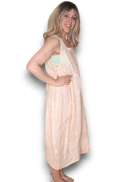 Peach Plain Maxi Tank Dress