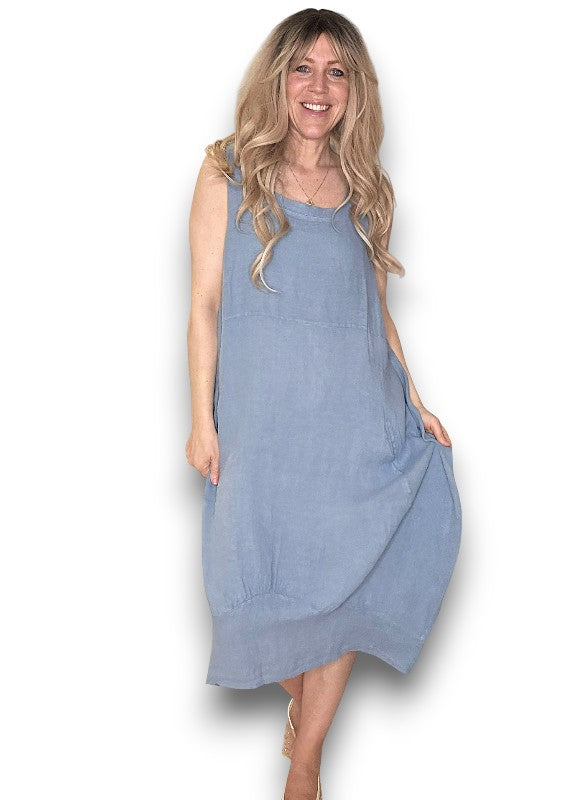 Light Petrol Plain Maxi Tank Dress