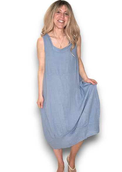 Light Petrol Plain Maxi Tank Dress