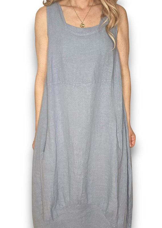Light Petrol Plain Maxi Tank Dress