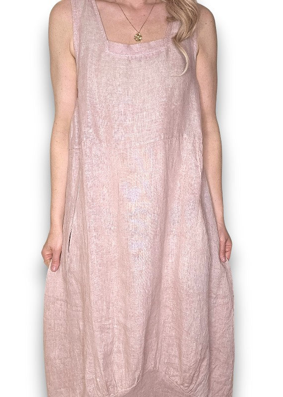 Baby Pink Plain Maxi Tank Dress
