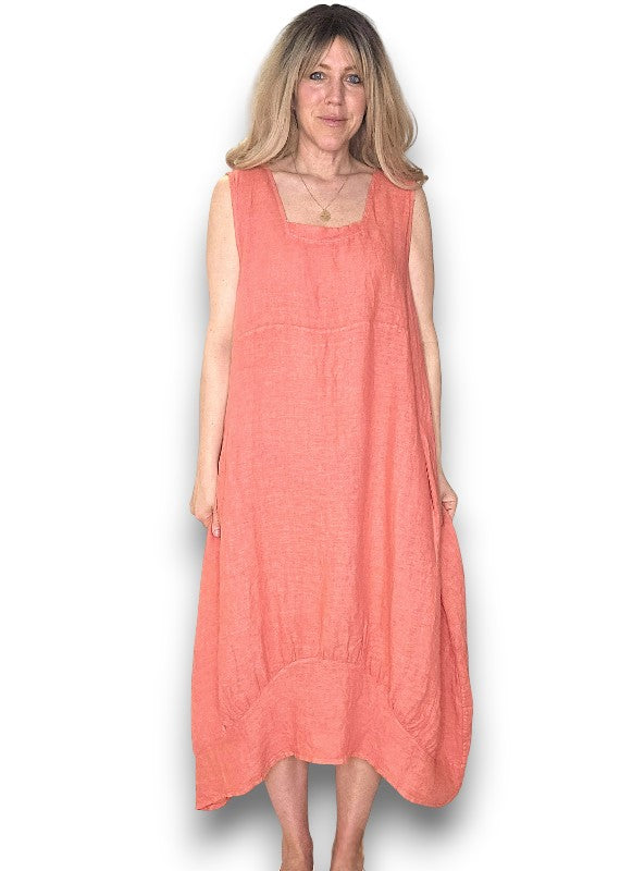 Coral Plain Maxi Tank Dress