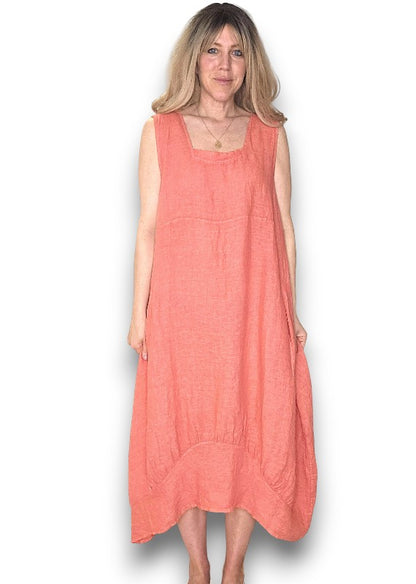 Coral Plain Maxi Tank Dress