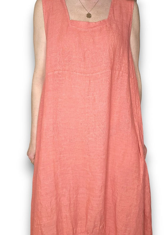 Coral Plain Maxi Tank Dress