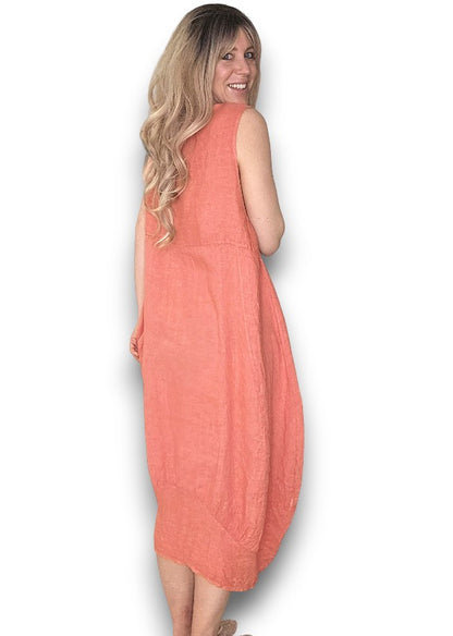 Coral Plain Maxi Tank Dress