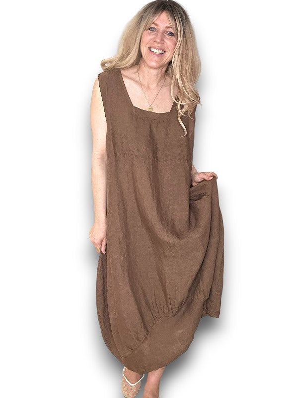 Coffee Plain Maxi Tank Dress