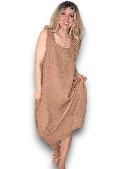 Light Coffee Plain Maxi Tank Dress