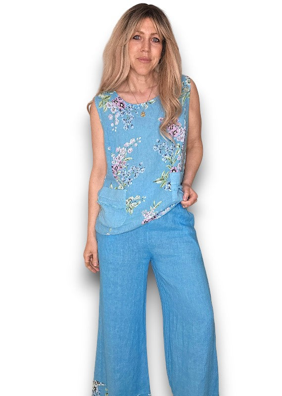 Light Turquoise Rosie Linen Tank Top
