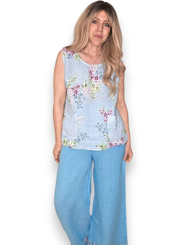 Baby Blue Rosie Linen Tank Top