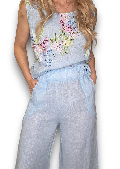 Baby Blue High Waist Pleats Rosie Leg Pant