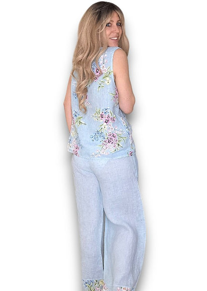 Baby Blue High Waist Pleats Rosie Leg Pant