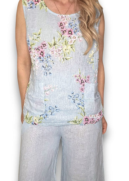 Baby Blue High Waist Pleats Rosie Leg Pant