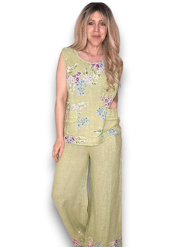 Antique Lime Rosie Linen Tank Top