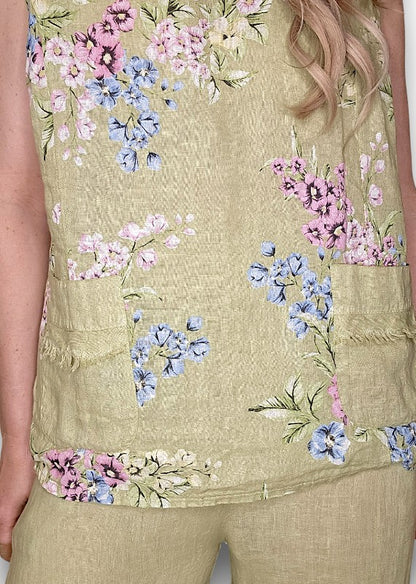 Antique Lime Rosie Linen Tank Top