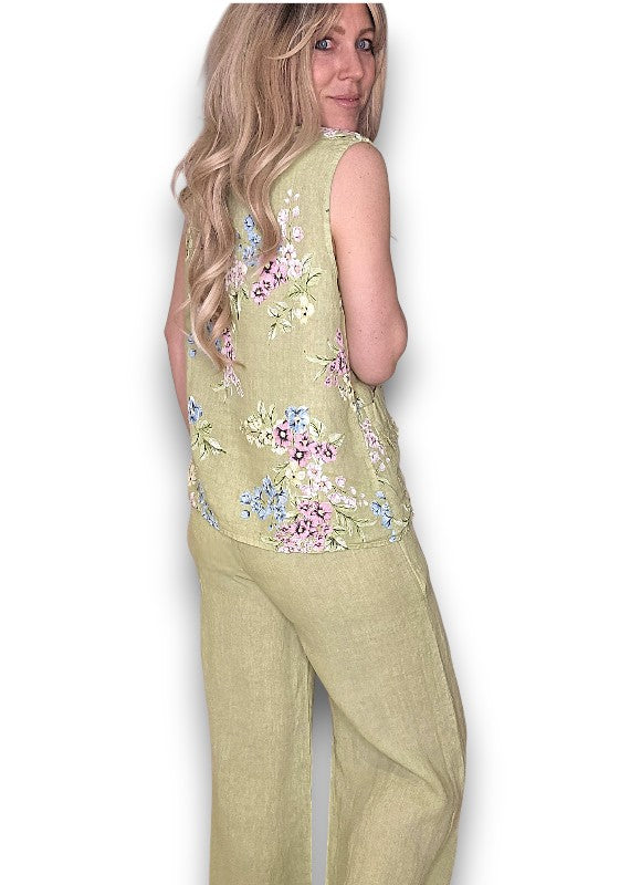 Antique Lime Rosie Linen Tank Top