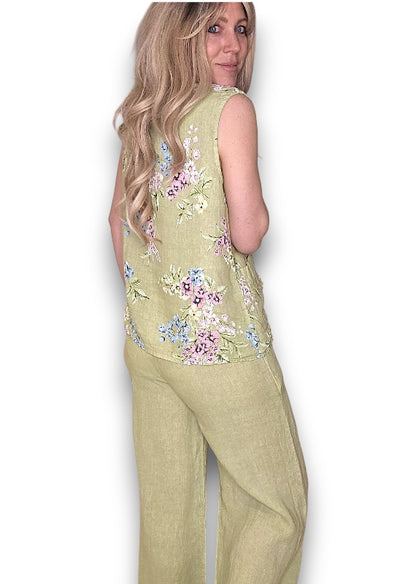 Antique Lime Rosie Linen Tank Top