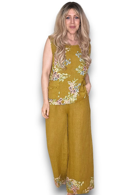 Mustard High Waist Pleats Rosie Leg Pant