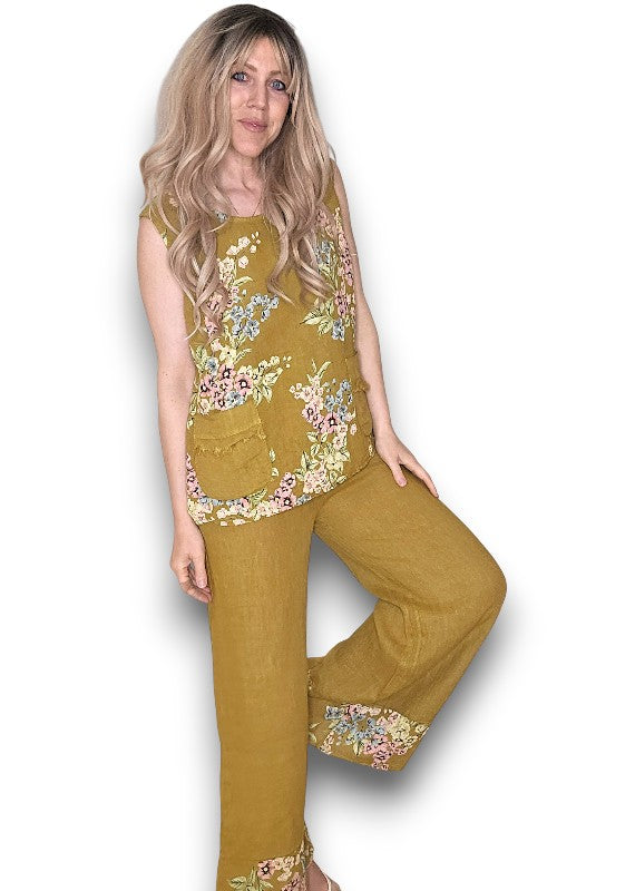 Mustard High Waist Pleats Rosie Leg Pant