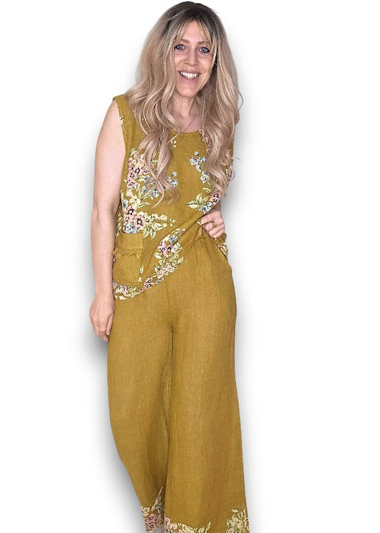 Mustard Rosie Linen Tank Top