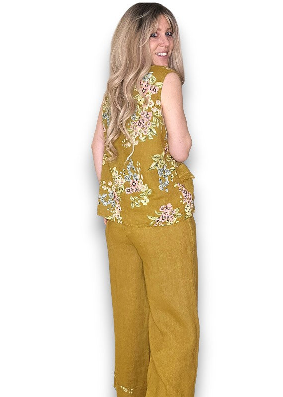 Mustard High Waist Pleats Rosie Leg Pant