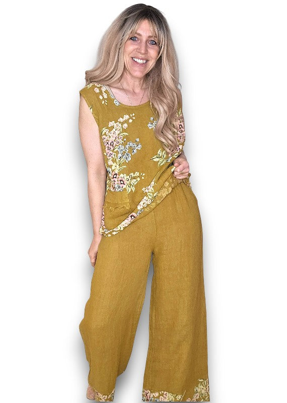 Mustard High Waist Pleats Rosie Leg Pant