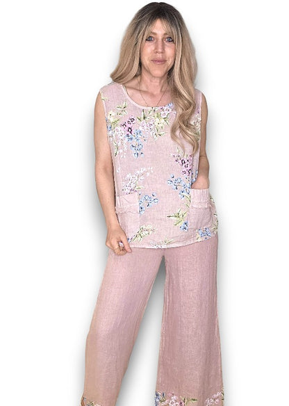 Baby Pink Rosie Linen Tank Top