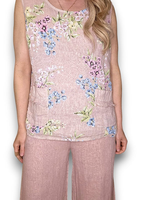Baby Pink Rosie Linen Tank Top