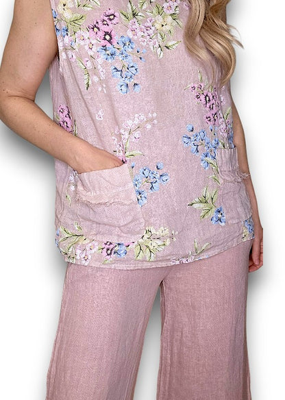 Baby Pink Rosie Linen Tank Top