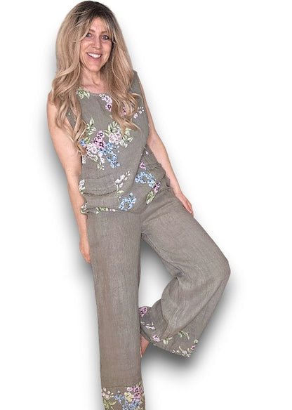 Mocha High Waist Pleats Rosie Leg Pant