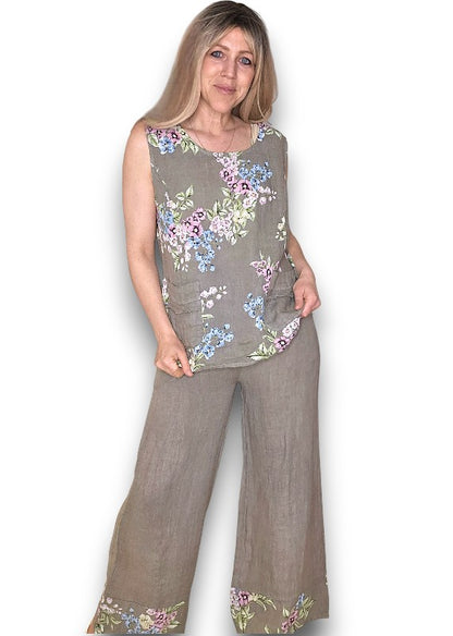 Mocha High Waist Pleats Rosie Leg Pant