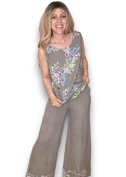 Mocha High Waist Pleats Rosie Leg Pant