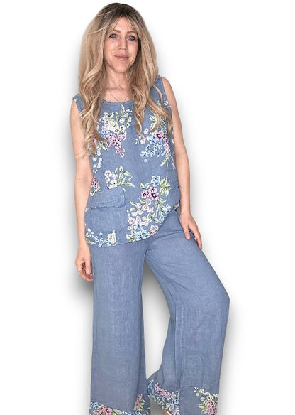 Petrol High Waist Pleats Rosie Leg Pant