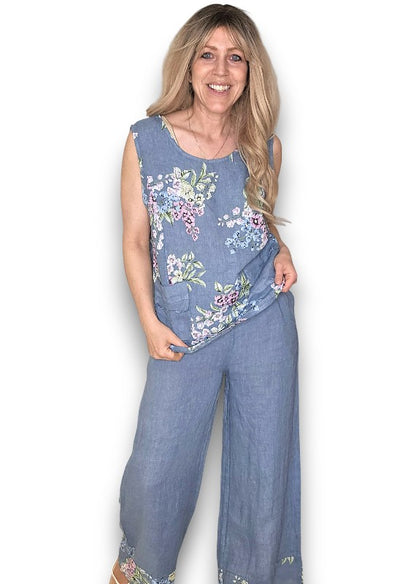 Petrol Rosie Linen Tank Top