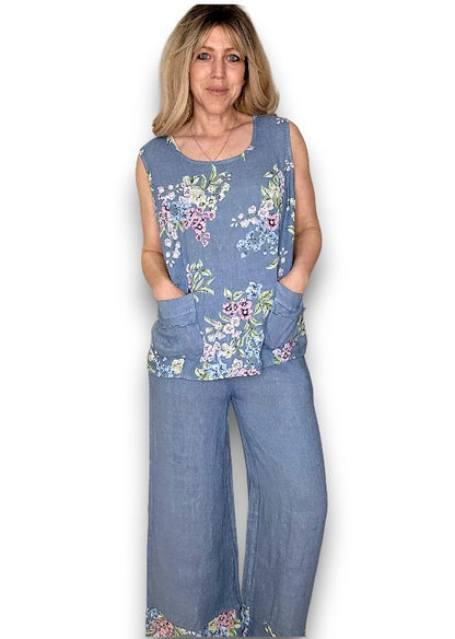 Petrol High Waist Pleats Rosie Leg Pant