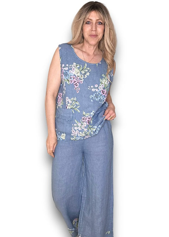 Petrol Rosie Linen Tank Top