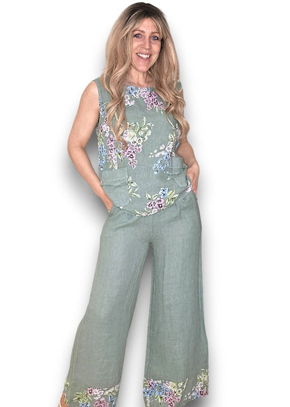 Light Sage Rosie Linen Tank Top