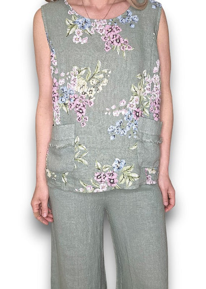 Light Sage Rosie Linen Tank Top