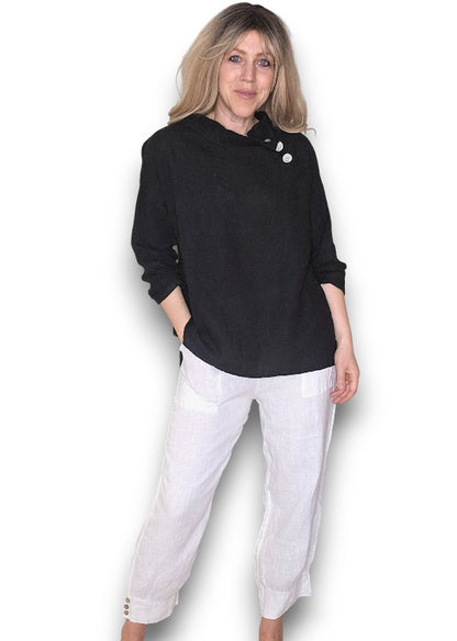 Black Pearl Button Moku Long Sleeve Top