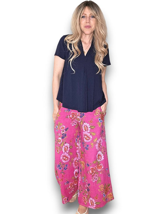 Hot Pink Palazzo Doily Rose Pant