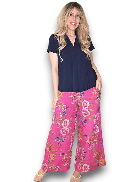 Hot Pink Palazzo Doily Rose Pant