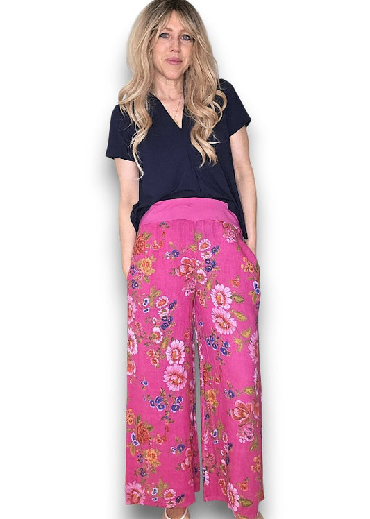Hot Pink Palazzo Doily Rose Pant