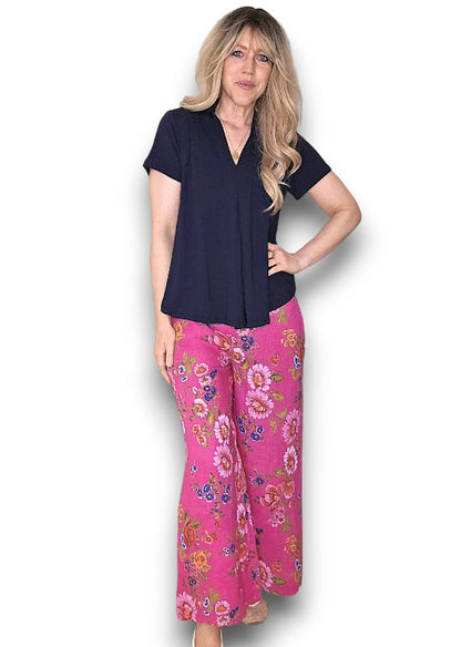 Hot Pink Palazzo Doily Rose Pant